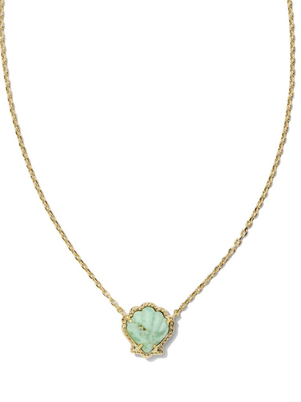 Kendra Scott Brynne Gold Shell Short Pendant Necklace in Sea Gree